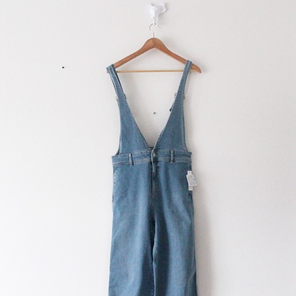 NWT Free People Light Wash Overalls